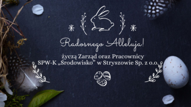 Grafika z napisem "Radosnego Alleluja". Granatowe tło- białe litery